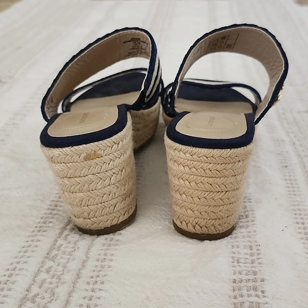 Lands End Slip On Espadrille Sandals Coastal Nautical Womens 7